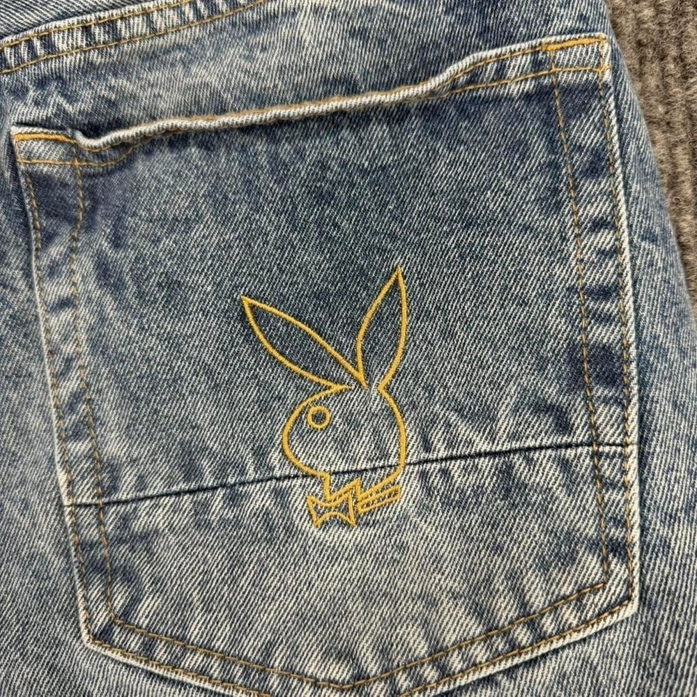 Playboy x PacSun embroidered bunny logo slim jeans men's 34x32 y2k - Picture 5 of 8